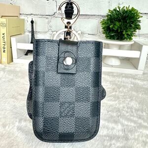 Louis Vuitton Damier Graphite black Card case keychain converted CUSTOM